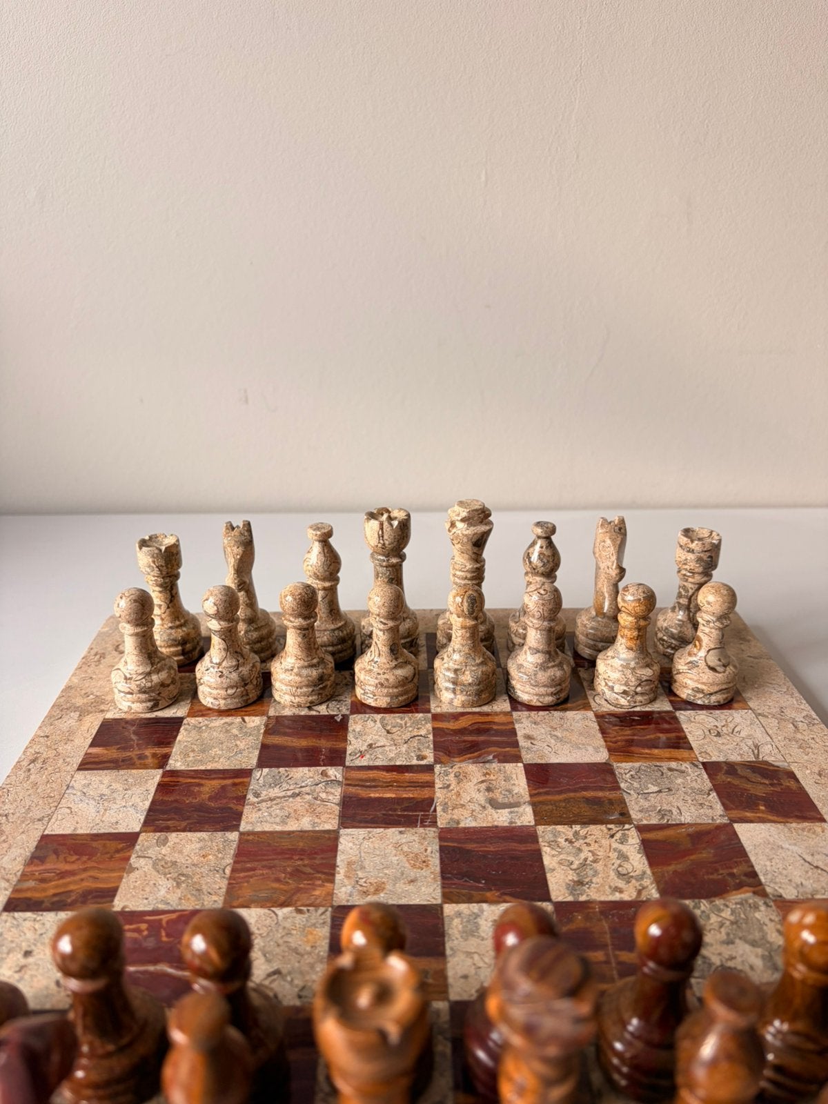 Vintage marmeren schaakspel, -, Een of twee spelers, -, Nieuw