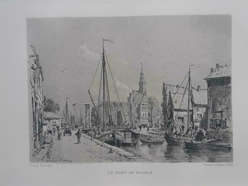 12 / De Haven van Hoorn. Gravure uit 1882, Antiek en Kunst, Ophalen of Verzenden