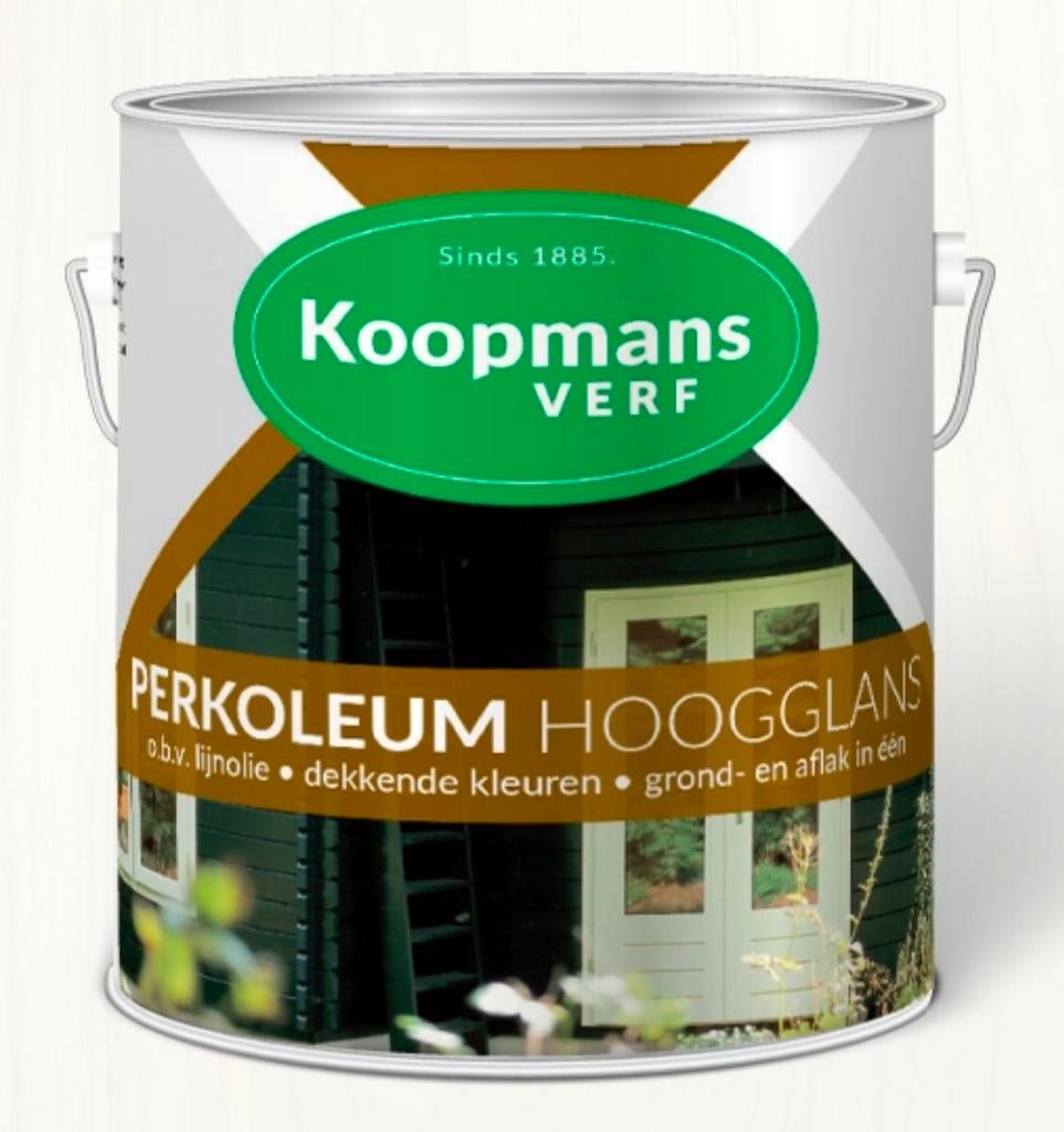 Koopmans Perkoleum Hoogglans Sparrengroen 2,5L, Ophalen of Verzenden, Nieuw, Wit