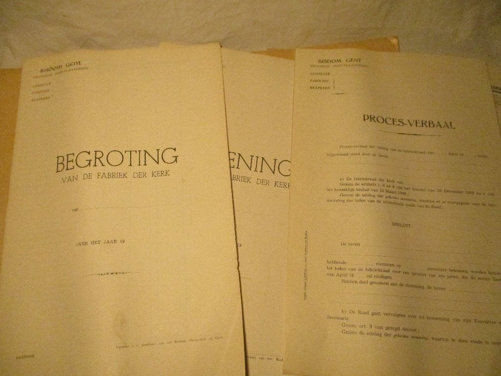 kerk fabriek administratie Belgie, Verzamelen, Religie, Ophalen of Verzenden, Kaart of Prent
