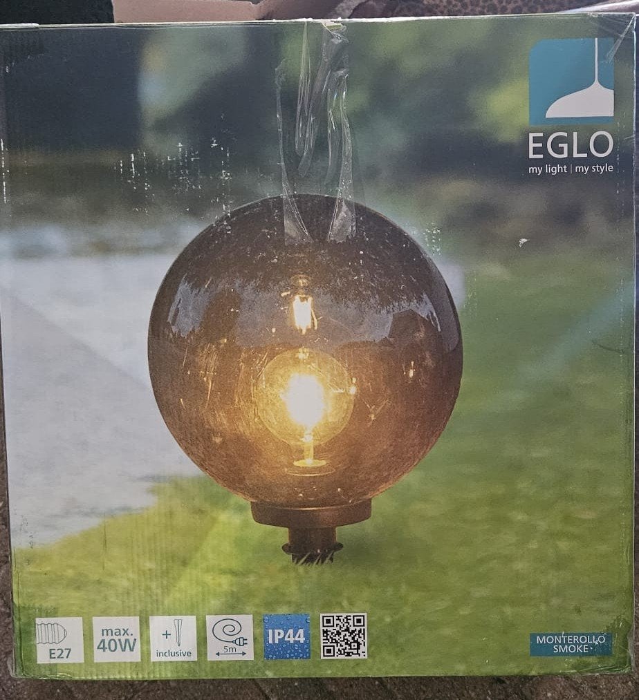 EGLO Monterollo Smoke Buitenlamp - Bol 40 cm, Nieuw, Ophalen of Verzenden, Netvoeding, Vloerlamp