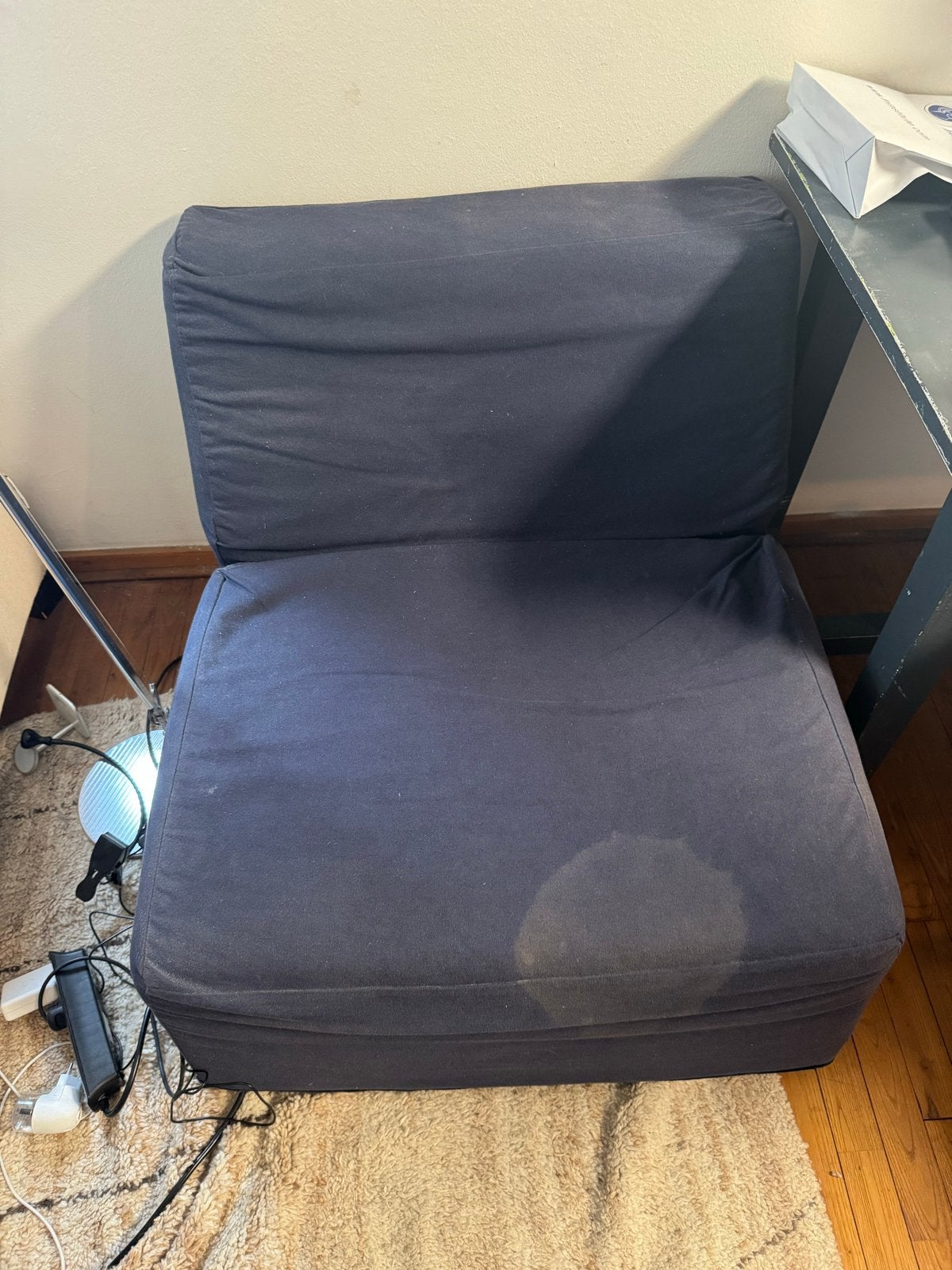 Mooi donkerblauw bankje, Ophalen, Gebruikt, Eenpersoons, 75 tot 100 cm