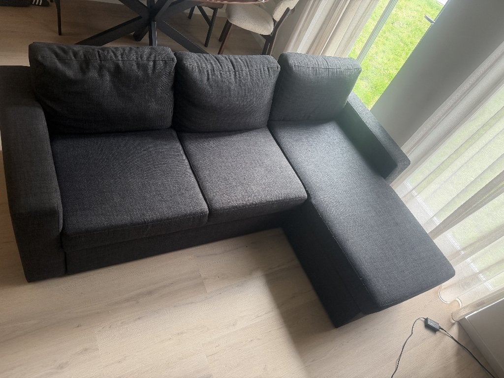 hoekslaapbank met opbergruimte, Ophalen, Gebruikt, 125 tot 150 cm, Hoekbank