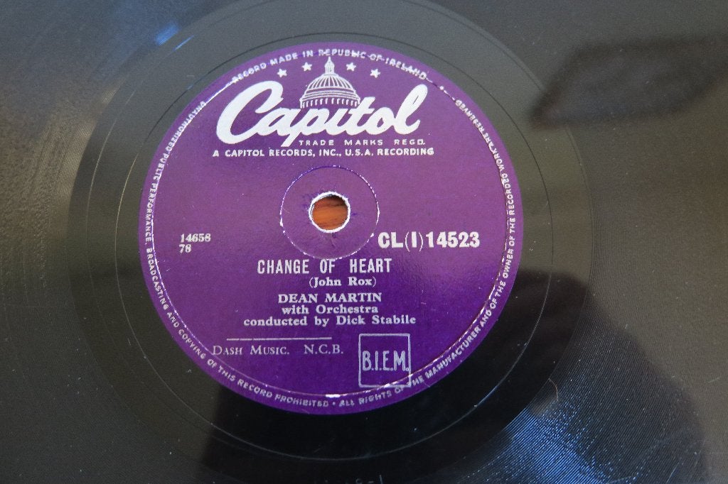Dean Martin Change of heart 78rpm 78 toeren jukebox fifties, Cd's en Dvd's, Gebruikt, 10 inch, Pop, Ophalen of Verzenden