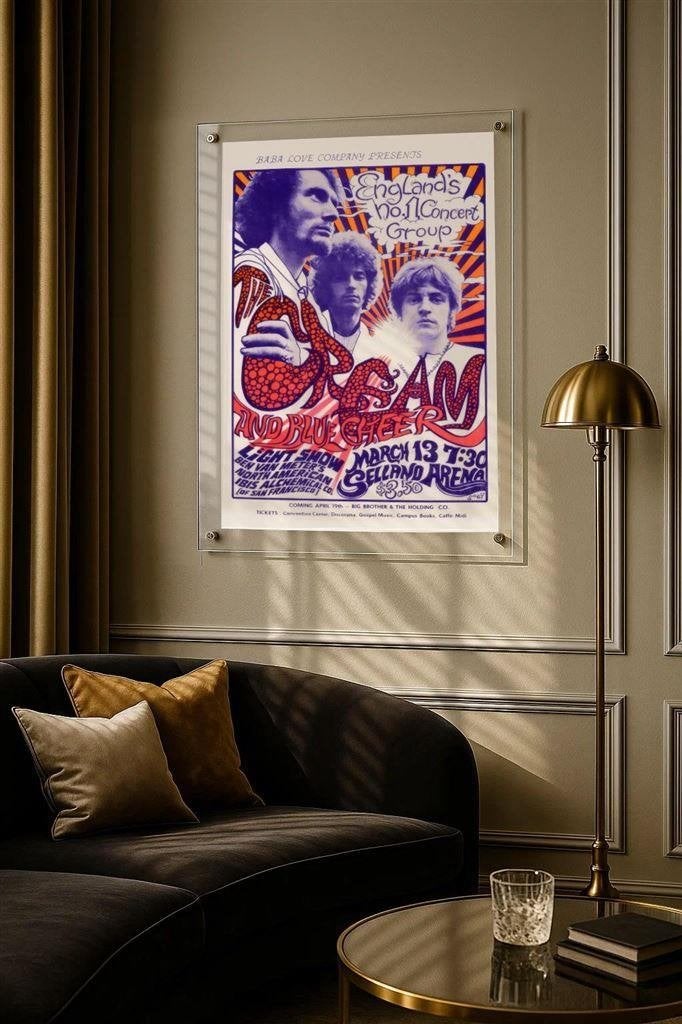 CREAM 60s Psychedelic Rock Concert Poster, Verzenden, Nieuw, Poster, Artwork of Schilderij