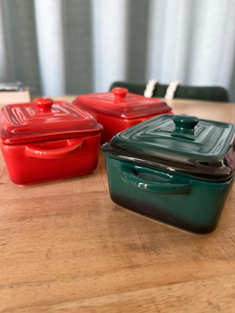 Mini Ovenschaaltjes met Deksel - Rood & Groen, Ophalen, Nieuw, Overige materialen, Overige typen