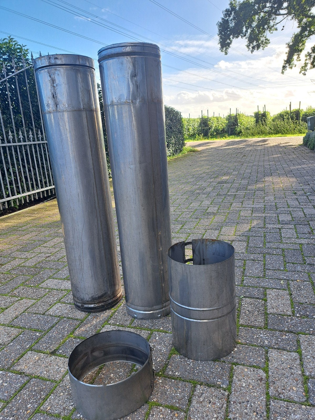dubbelwandige kachelpijp ontop metaloterm, Huis en Inrichting, Ophalen, Hout, Inbouw, Houtkachel