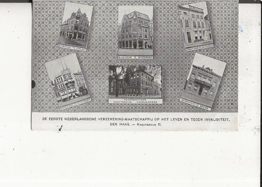 Den Haag Kneuterdijk 11 6-Luik 1e Ned.Verz.Mij op het Leven, Ophalen of Verzenden, 1920 tot 1940, Gelopen, Zuid-Holland