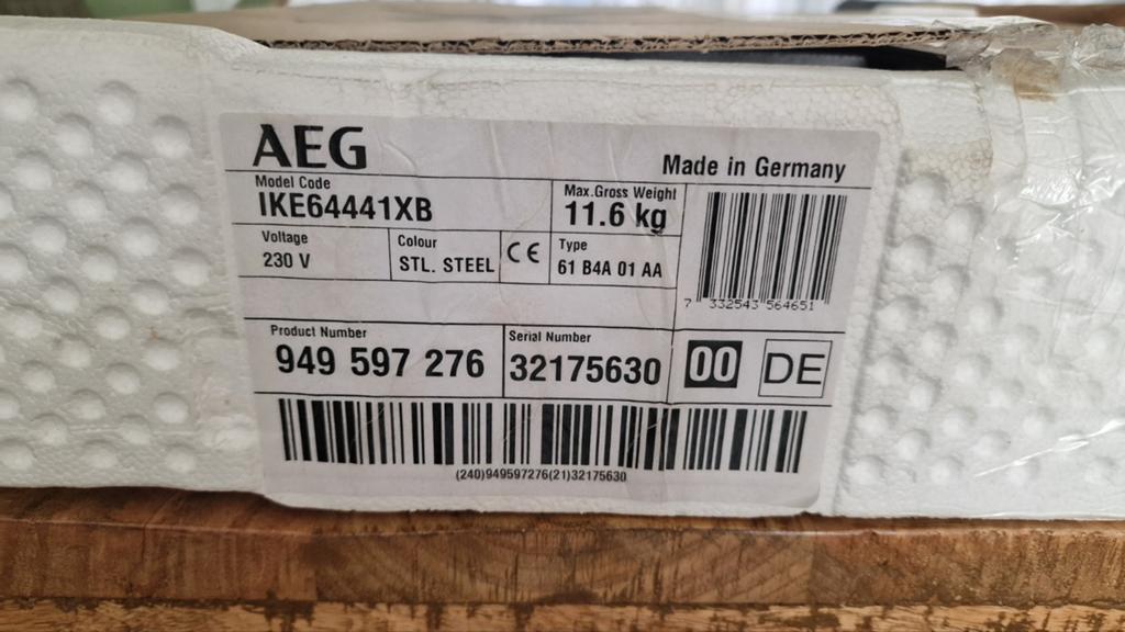 Nieuwe AEG inductiekookplaat 60 cm – IKE64441XB, Ophalen of Verzenden, Nieuw