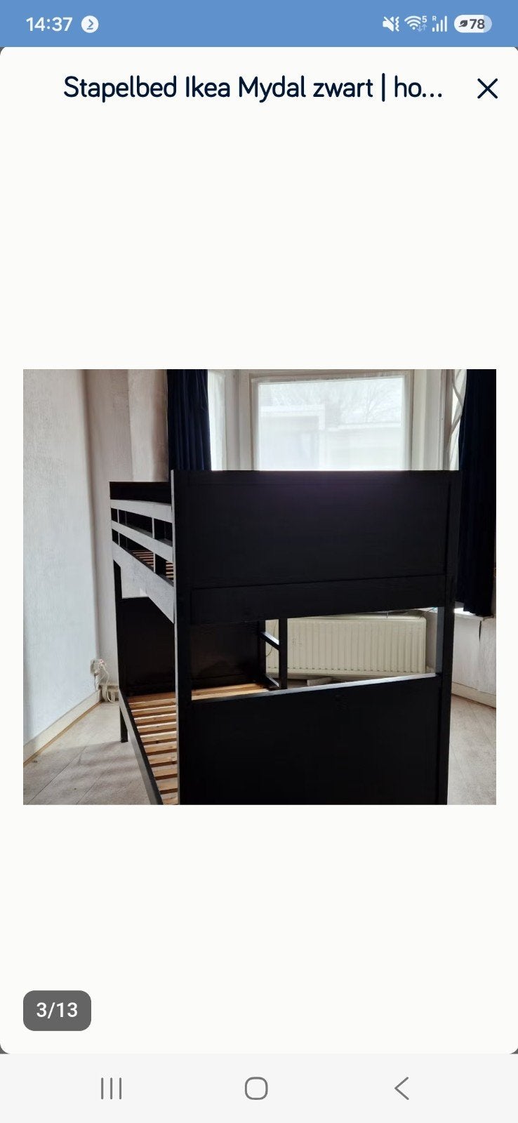 Ikea Mydal stapelbed met lattenbodems en matrasbeschermers, Ophalen, Gebruikt, 90 cm, Eenpersoons