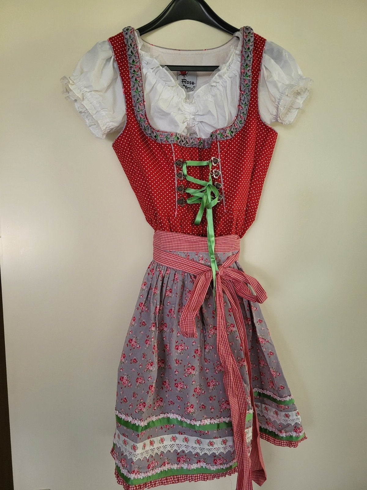 Dirndl jurk met schort en blouse - Zo goed als nieuw, Kleding, Rose, Ophalen, Maat 38/40 (M)