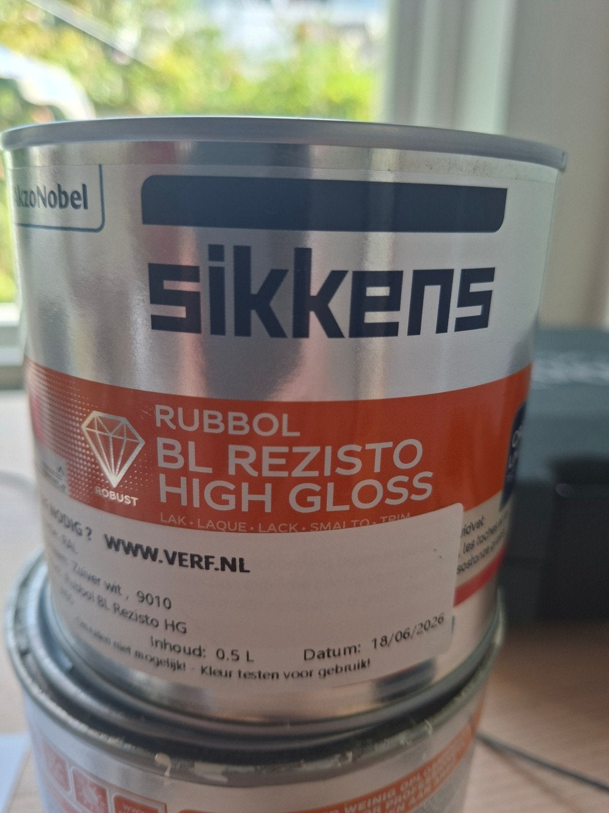 0.5 liter ral 9010 high gloss Sikkens Rubbol water, Ophalen of Verzenden, Nieuw, Wit, Lak