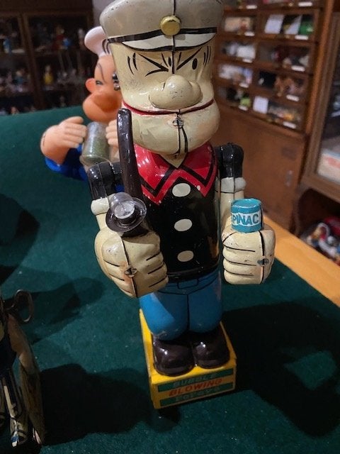 Zeldzame Popeye Bubble Blowing van Line Mar Toys jaren'50, Ophalen of Verzenden