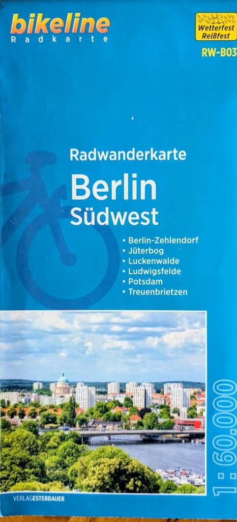 Fiets wandelkaart Berlijn sudwest., Ophalen of Verzenden, 1800 tot 2000, Landkaart