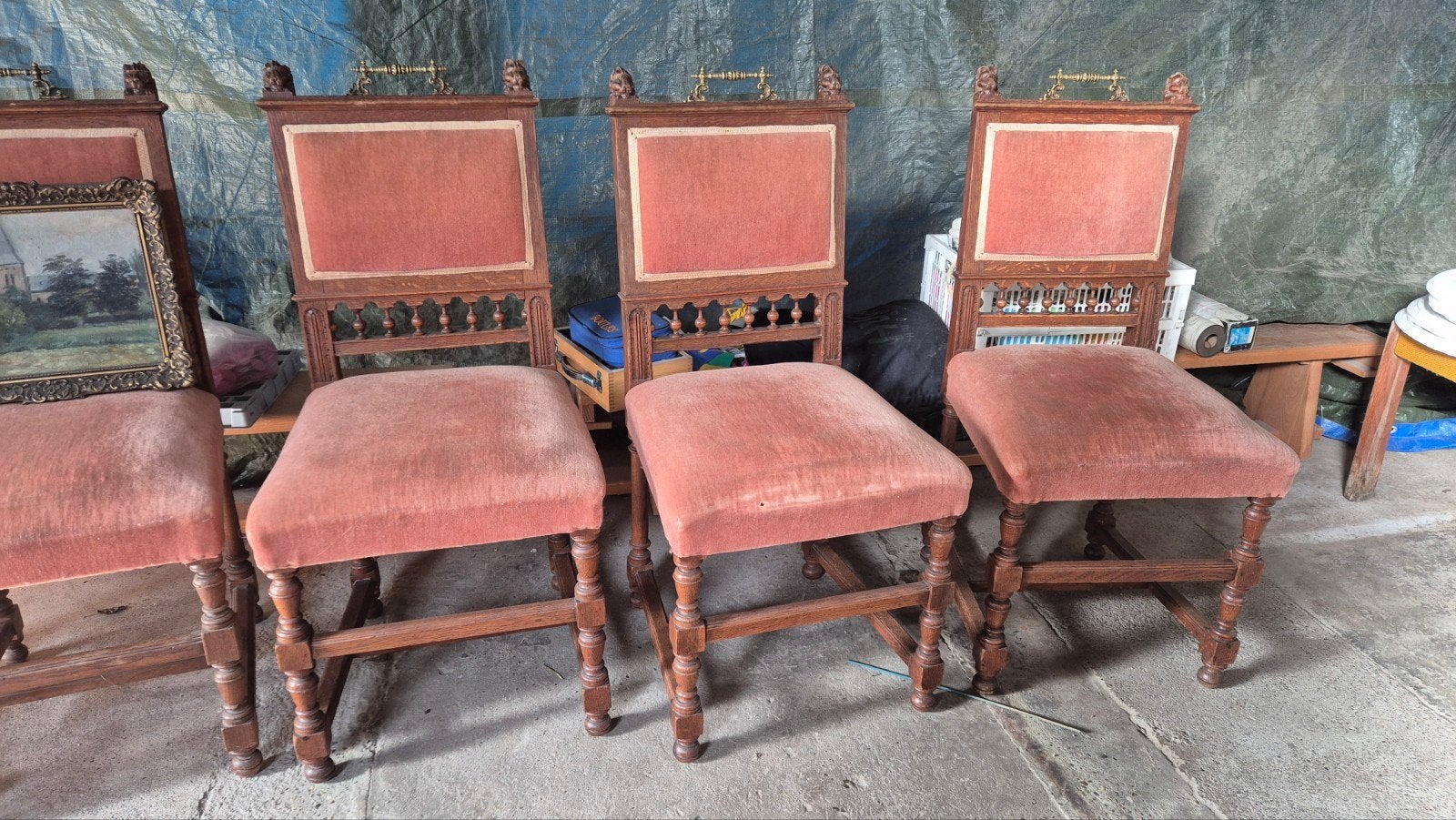 Mechelse eikenhouten stoelen, 19e eeuw, Ophalen