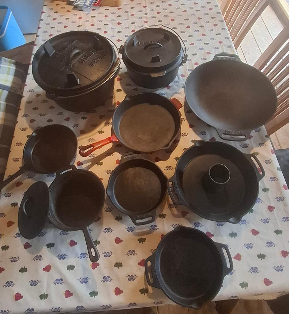Grote collectie gietijzeren pannen, alles in één koop, Ophalen, Gietijzer, Koekenpan of Braadpan
