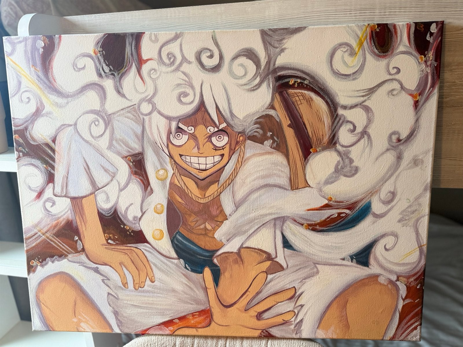 One Piece Luffy Gear 5 Schilderij - Handgeschilderd Canvas, Ophalen of Verzenden