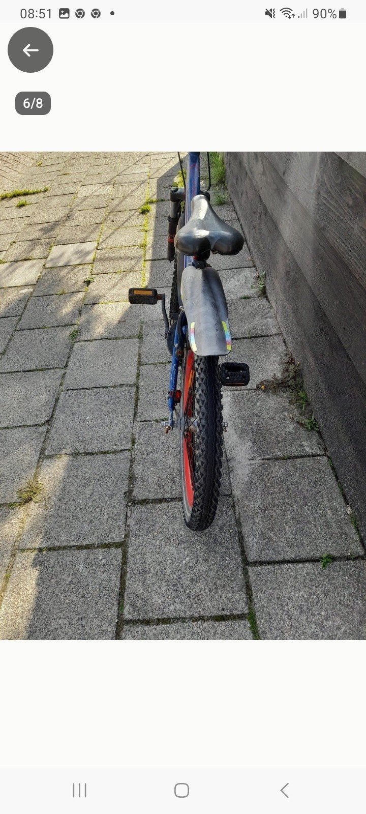 blauwe kinderfiets 20 inc, Ophalen, Gebruikt, Terugtraprem, 20 inch of meer