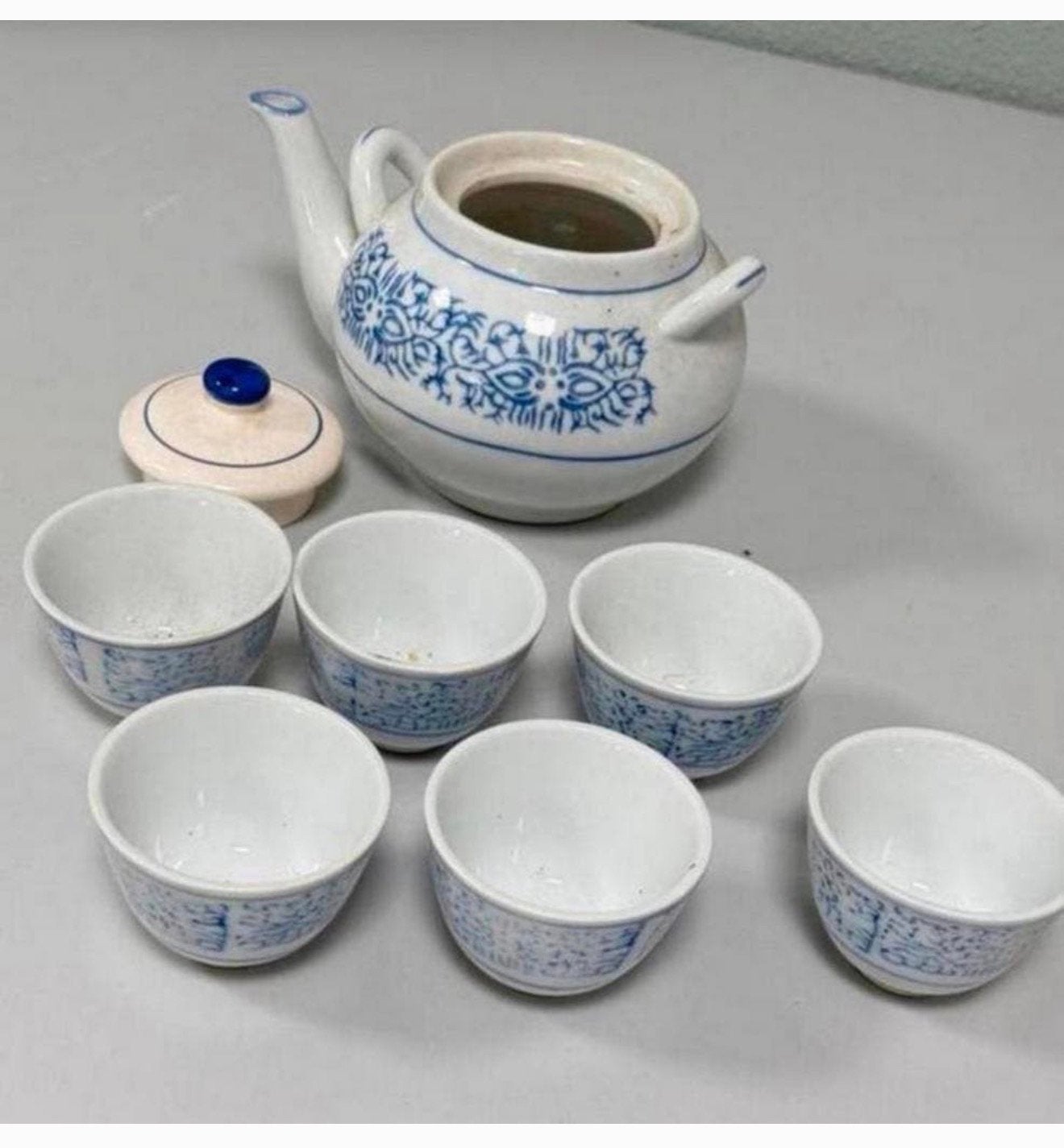 Antiek Chinese chinees thee-servies theepot 6 kopjes set, Ophalen of Verzenden