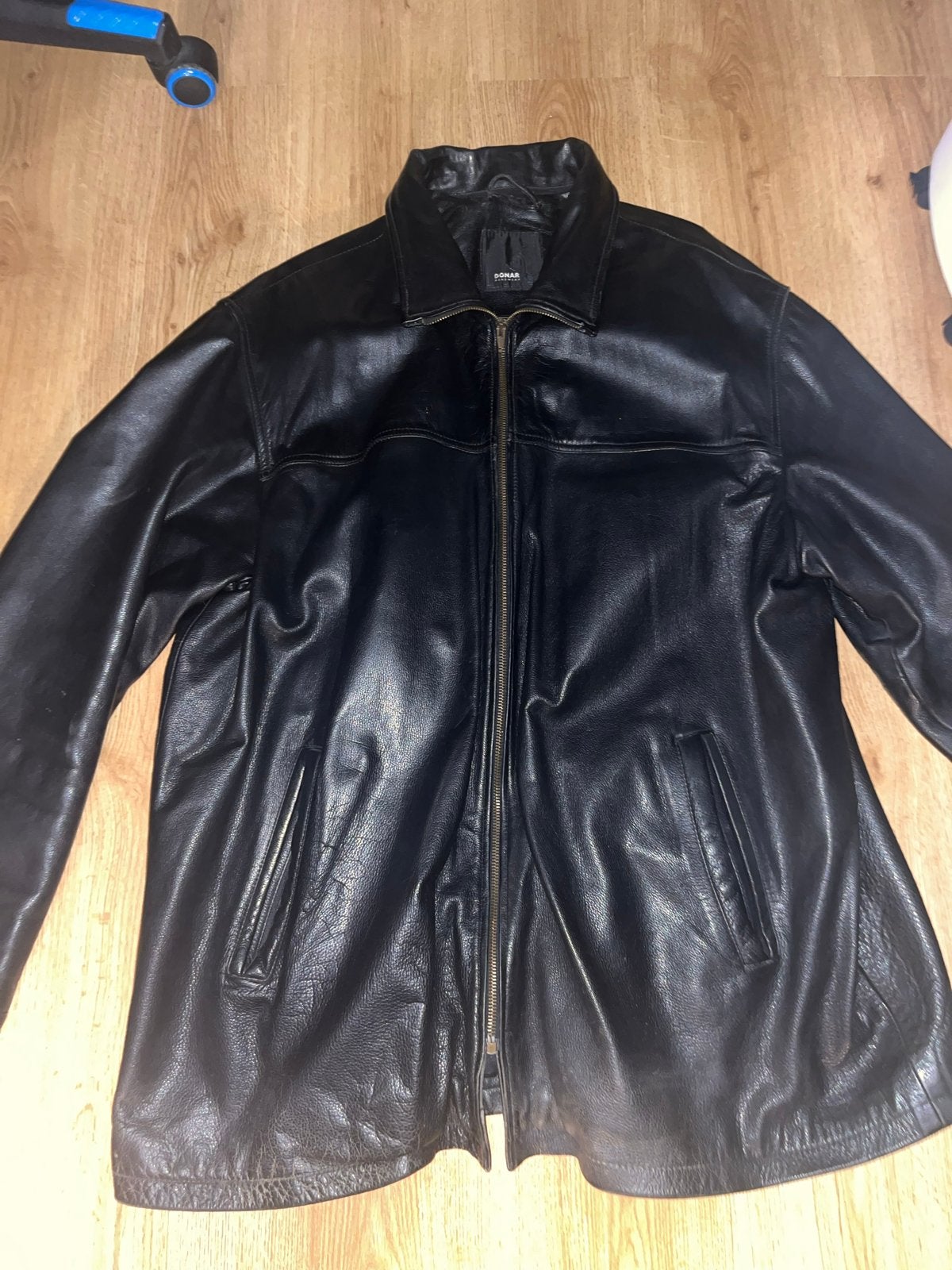 Zwart Leren Jas 5/6Xl, Ophalen of Verzenden, Gedragen, Overige maten, Zwart