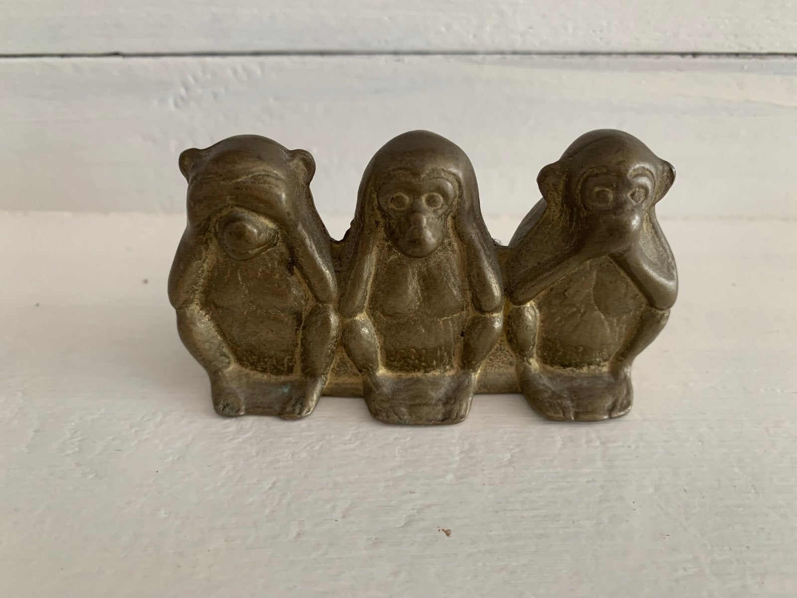 Vintage Messing Drie Wijze Apen Beeldje, Ophalen