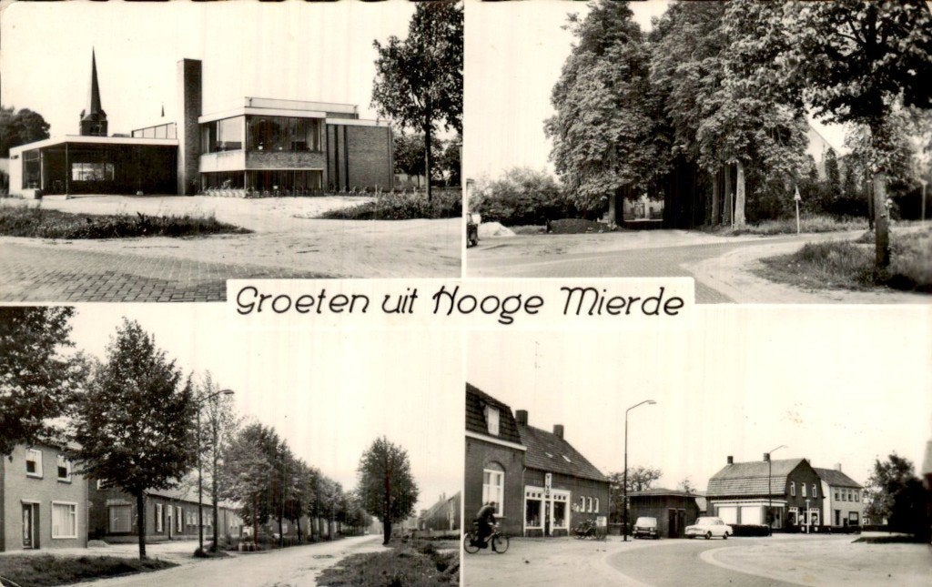 Hooge Mierde - Ansichtkaart - Collage dorpsgezichten, Verzamelen, Ansichtkaarten | Nederland, Ophalen of Verzenden, 1960 tot 1980