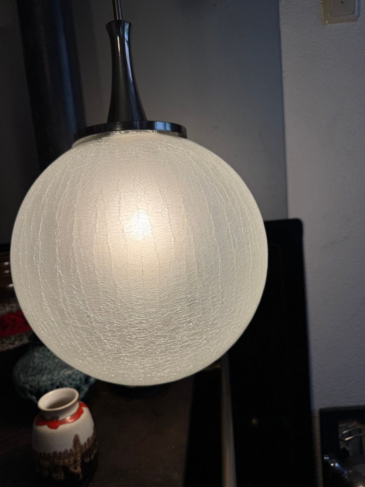 DORIA,Bollamp,Iceglas,sixties,zeventies,Mid-Century,vintage, Glas, Sixties,Zeventies,POP,Space Age,Mid- Century, Gebruikt, E27 (groot)