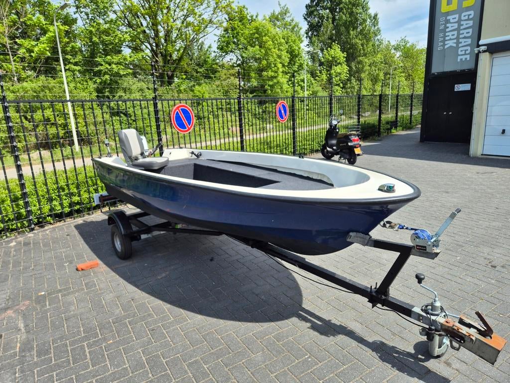 Verano 410 Visboot met Trailer en 15 pk Honda Motor, Watersport en Boten, Ophalen, 10 tot 30 pk, Gebruikt, 3 tot 6 meter