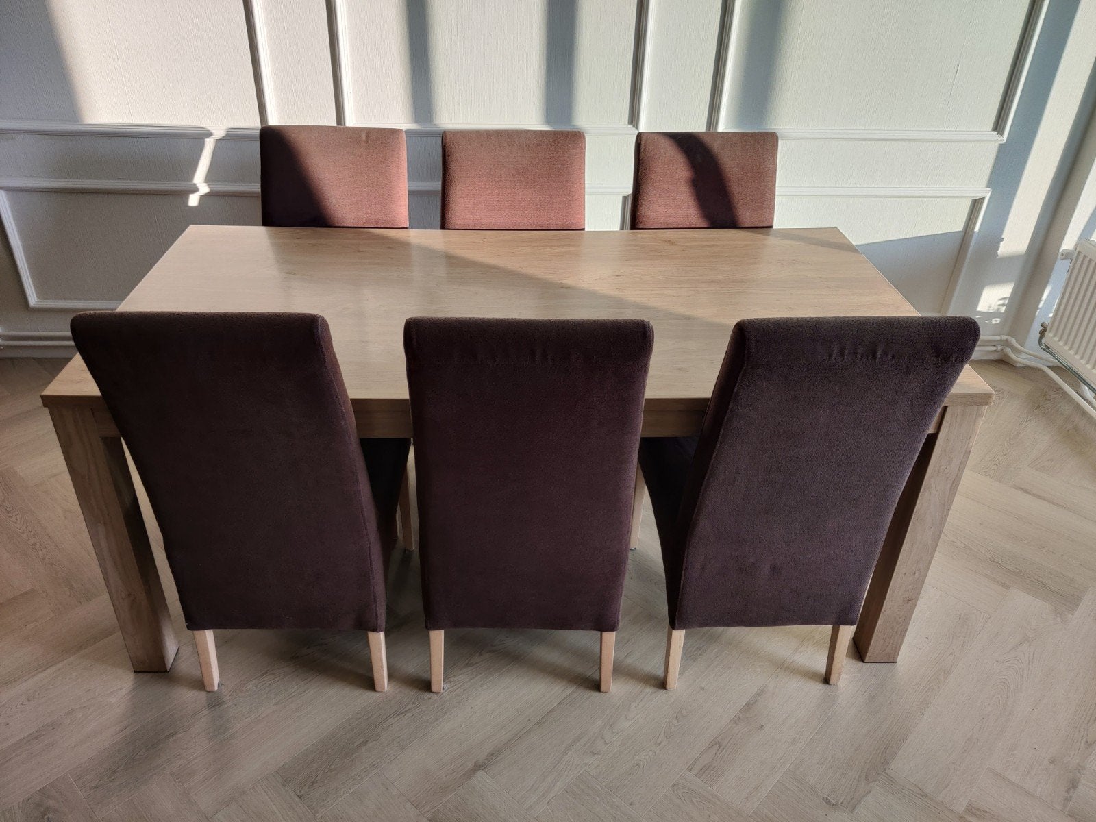 Eikenhouten eettafel met 6 stoelen, Huis en Inrichting, Tafels | Eettafels, Ophalen, Gebruikt, Eikenhout, 50 tot 100 cm