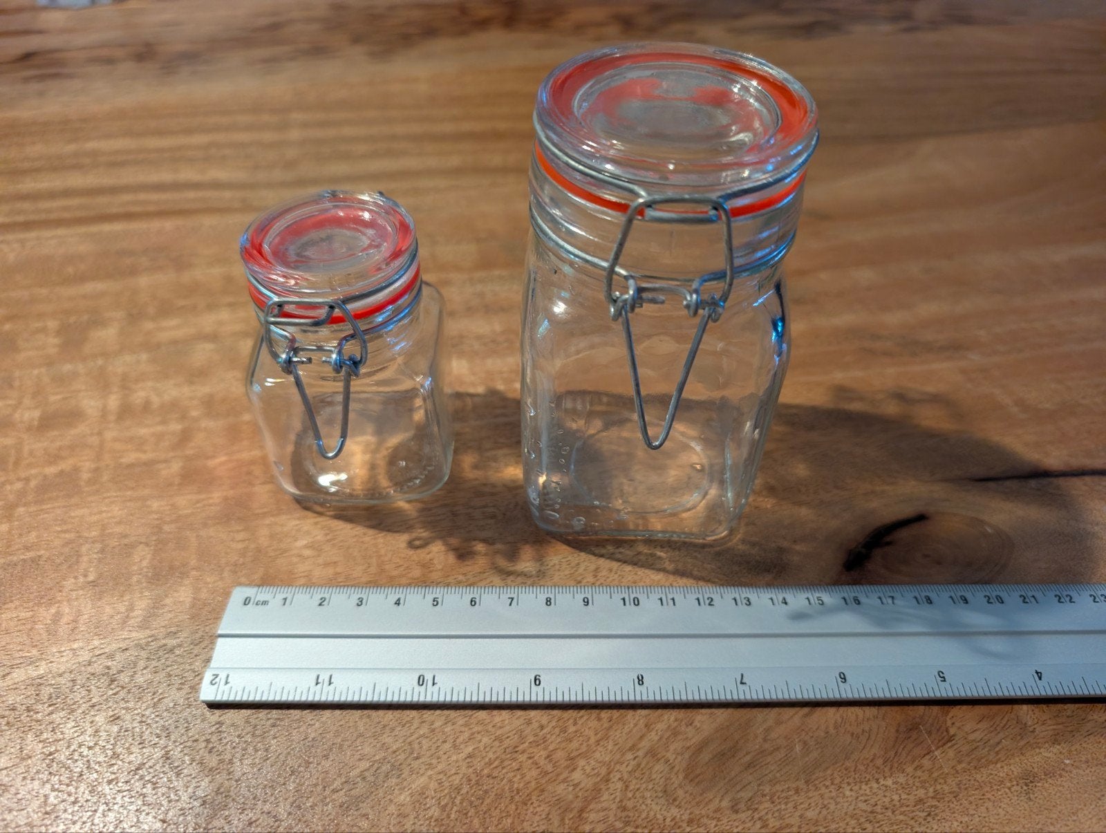 Set van 2 glazen weckpotjes met beugelsluiting, Glas, Ophalen of Verzenden, Zo goed als nieuw, Voorraadpot