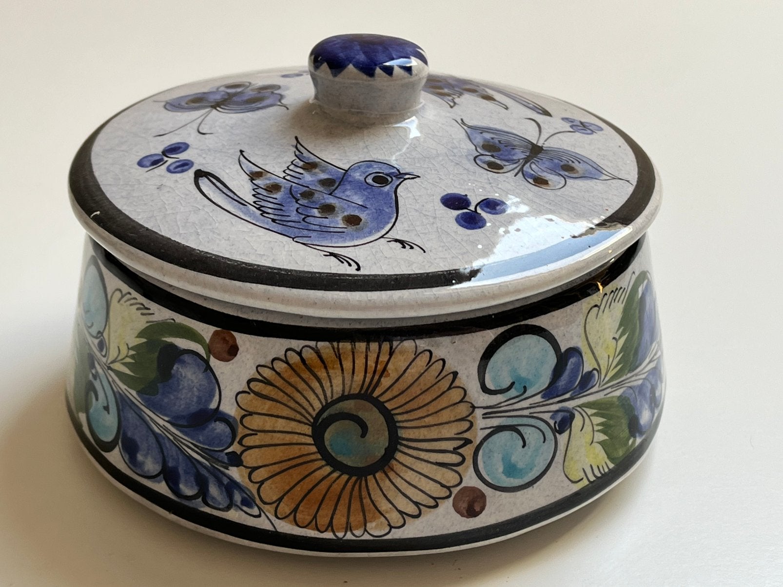 VTG El Palomar Ken Edwards Mexico Aardewerk gedekselde kom, Ophalen of Verzenden