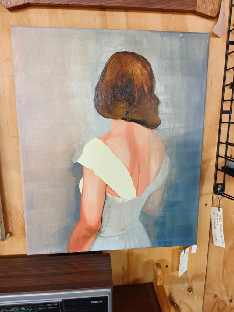 Olieverf op canvas: Vrouw met blote rug, Ophalen of Verzenden