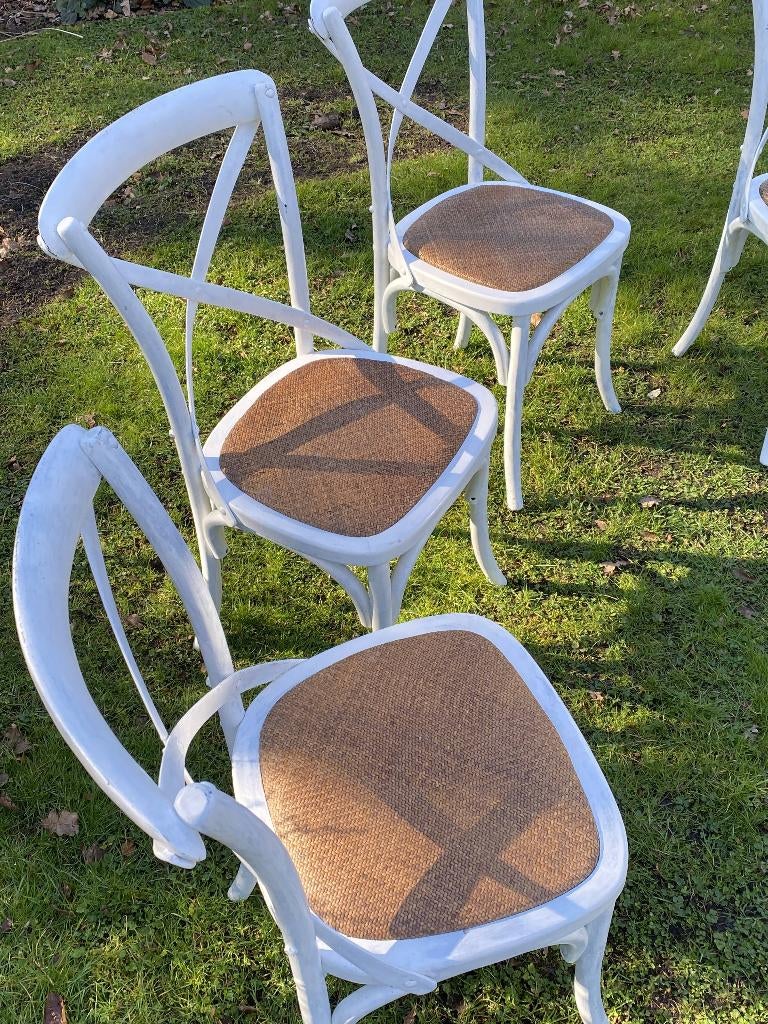 Crossback stoelen wit 4 stuks, Ophalen, Wit, Hout, Vier