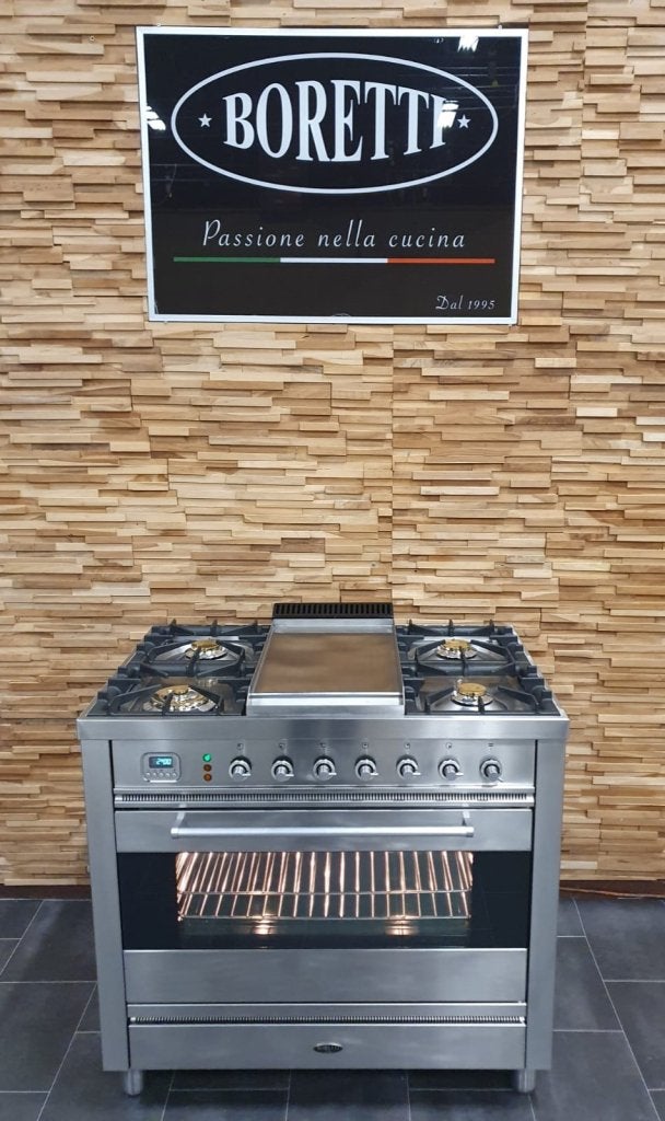 Luxe Boretti Fornuis 90 cm RVS 1 elektrische oven Frytop, Niet ingevuld, 60 cm of meer, Niet ingevuld, Ophalen of Verzenden