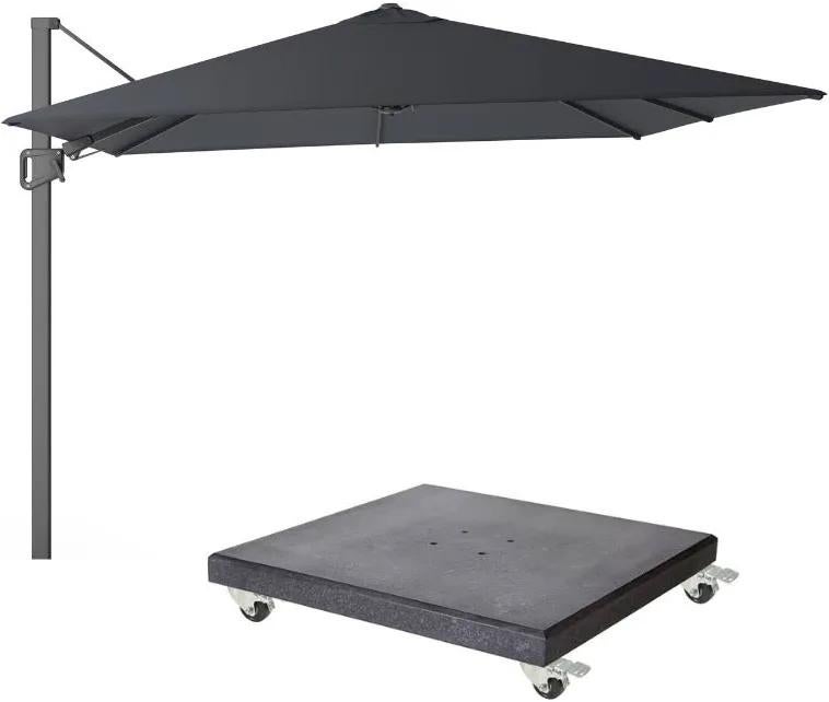 LUX outdoor Milano T² zweefparasol | 300x300cm met voet, Ophalen, Verstelbaar, 3 tot 4 meter, Zweefparasol
