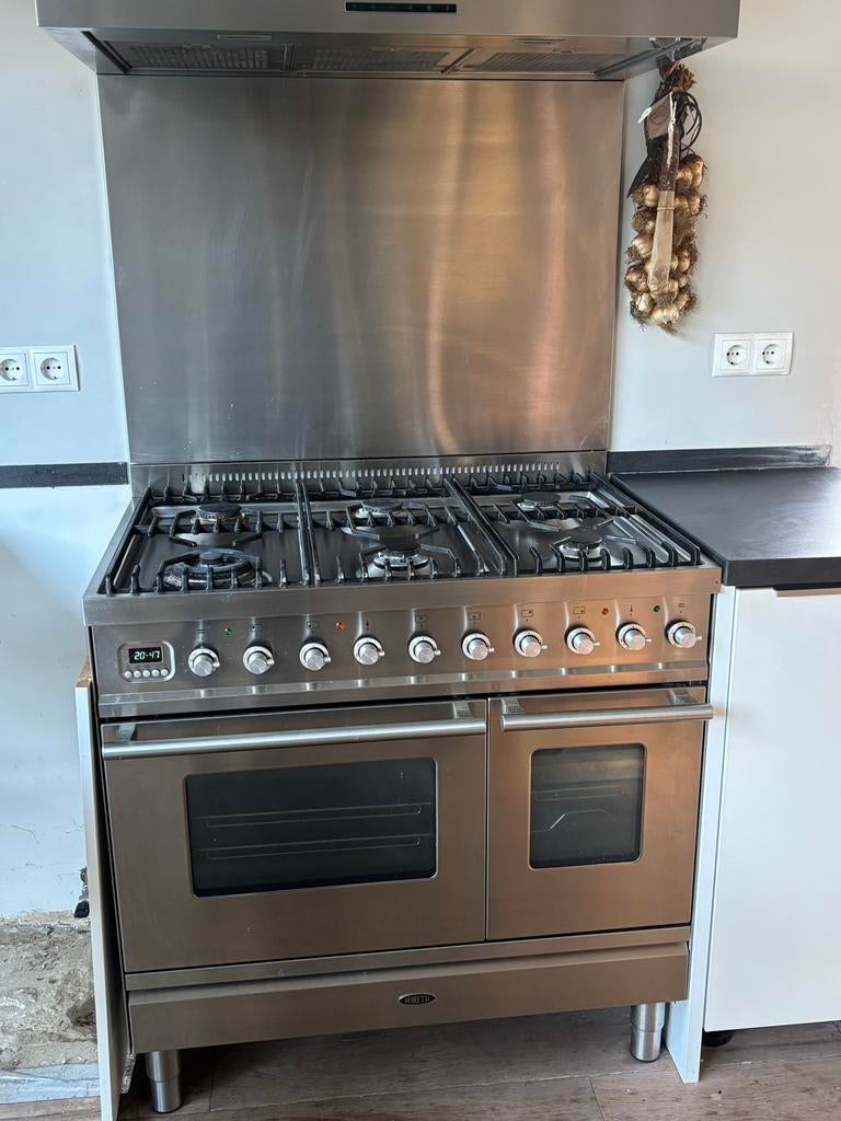 Boretti gasfornuis 6 pits met 2 ovens en afzuigkap, Witgoed en Apparatuur, Fornuizen, Ophalen, Gebruikt, Hete lucht, 60 cm of meer