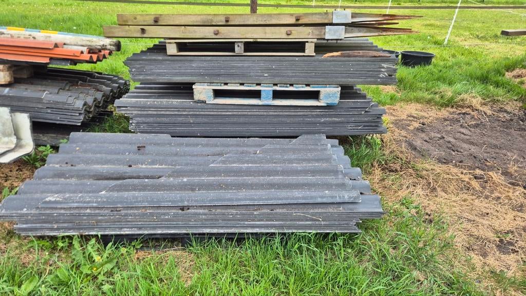 Astbestvrije golfplaten, diverse lengtes en gevelstukken, Ophalen, Zwart, 15 m² of meer, Golfplaat