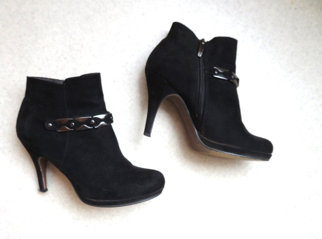 TAMARIS schoenen enkel laarzen zwart suéde leer maat 39, Tamaris, Zwart, Lage of Enkellaarzen, Ophalen of Verzenden