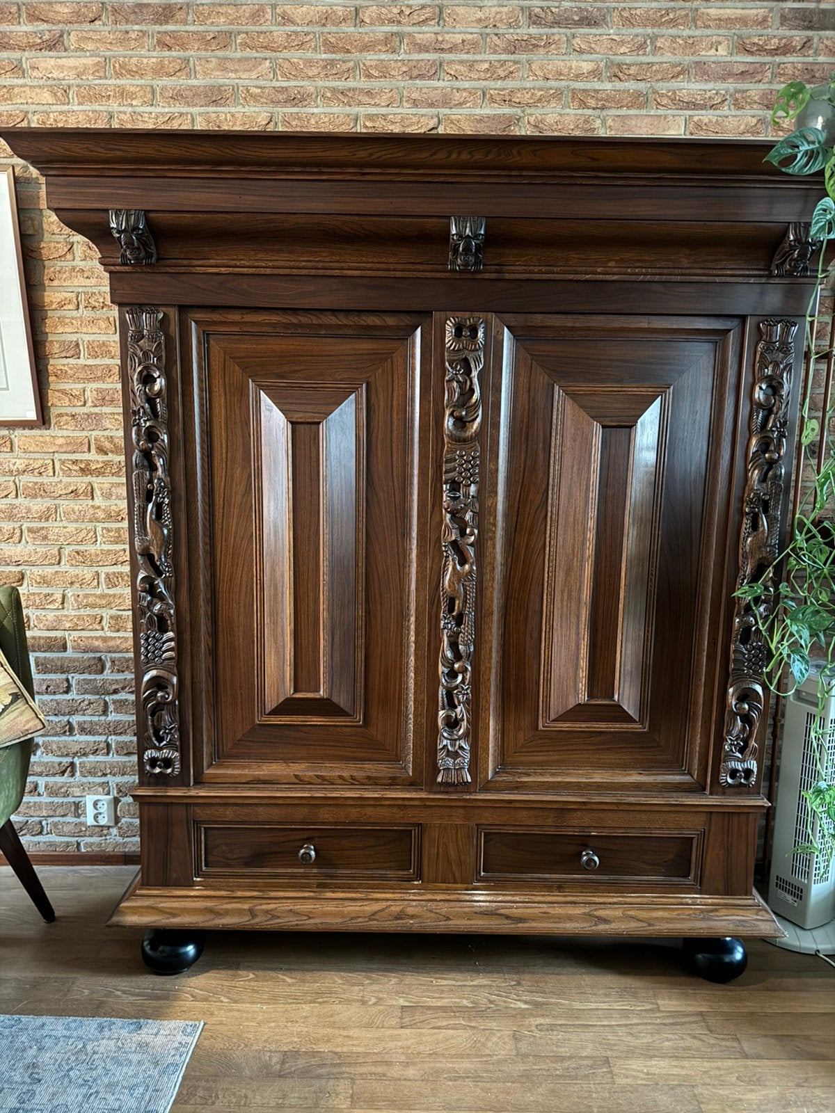 Orginele groenlose antieke houten kast, Antiek en Kunst, Antiek | Meubels | Kasten, Ophalen