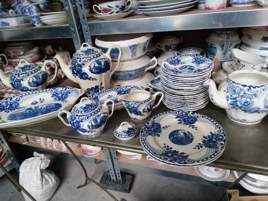 serviesdelen PEACOCK van Societe Ceramique blauw, Antiek en Kunst, Ophalen of Verzenden