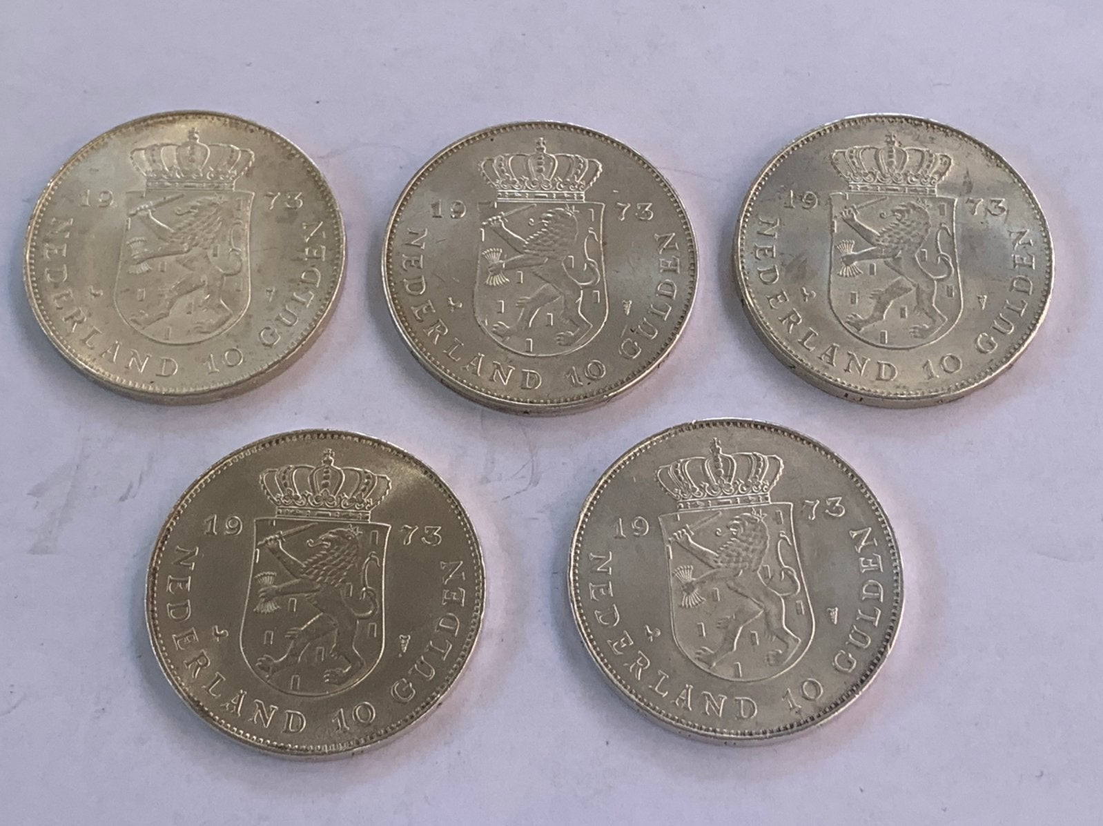 5 prachtige zilveren tientjes juliana 1973, Ophalen of Verzenden, Koningin Juliana, 10 gulden