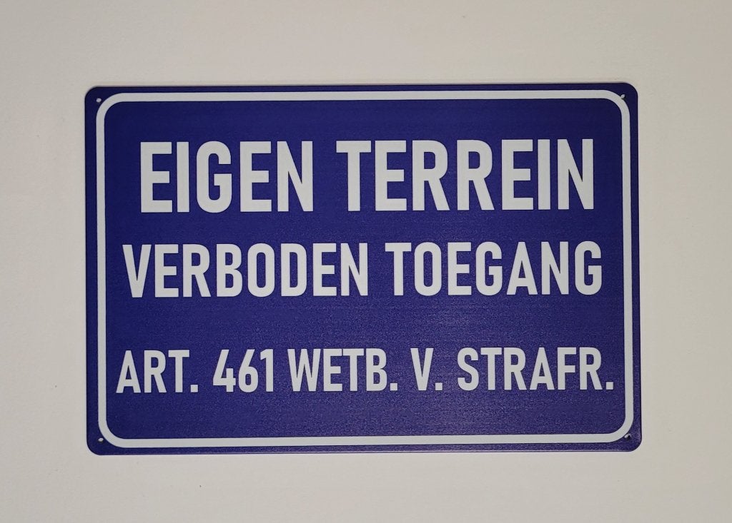 Eigen terrein verboden toegang reclamebord van metaal deco, Info@deconoord.nl, Deco Noord, Nieuw, Ophalen of Verzenden