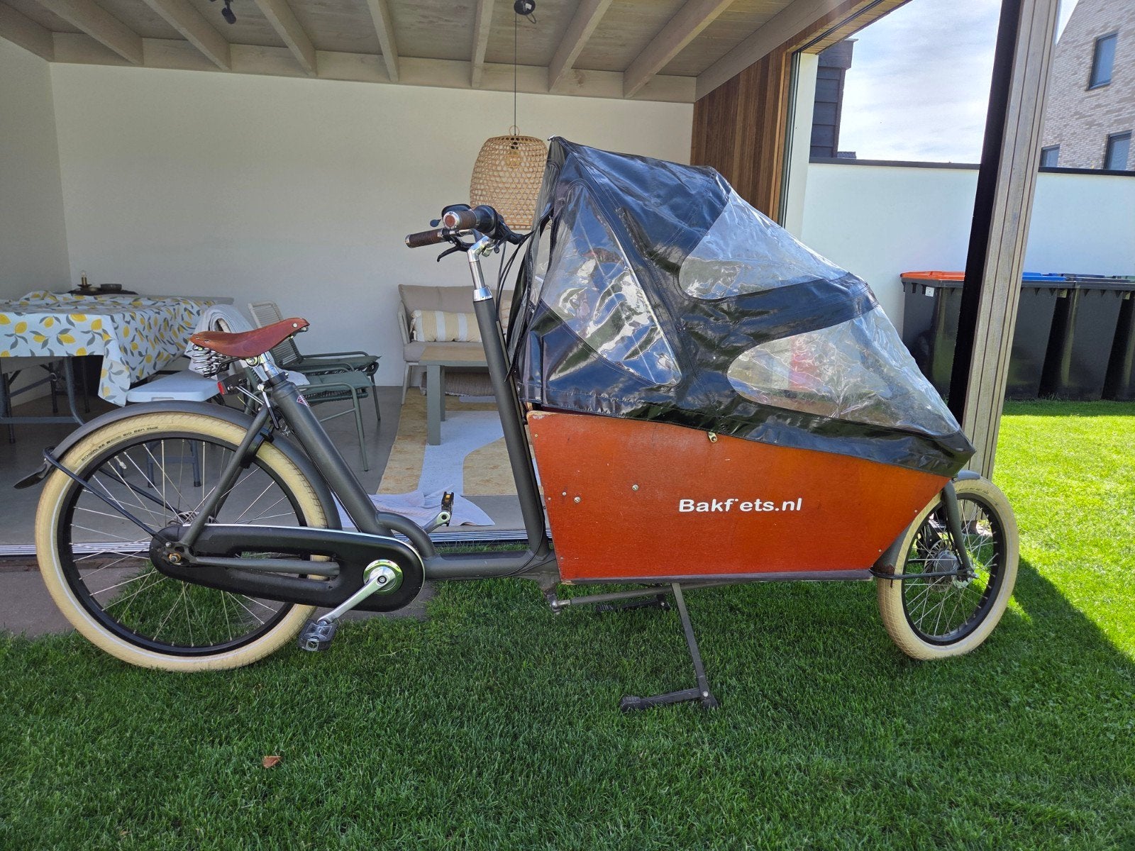 Bakfiets . nl Cargobike long cruiser, Fietsen en Brommers, Fietsen | Bakfietsen, Gebruikt, Huif, 2 kinderen, Ophalen
