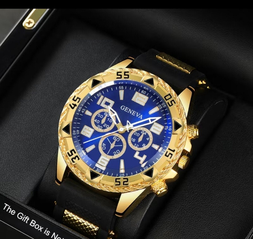 Pols horloge Goudkleurig met Blauwe Wijzerplaat, Overige merken, Overige materialen, Polshorloge, Nieuw