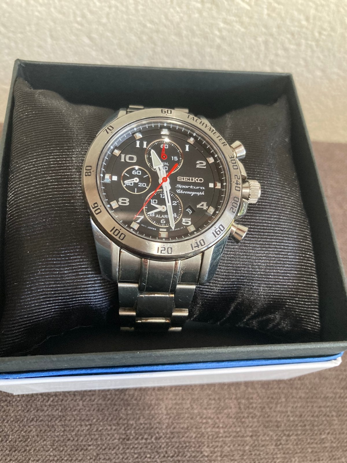 Seiko sportura chronograaf, Gebruikt, Staal, Polshorloge, Ophalen of Verzenden