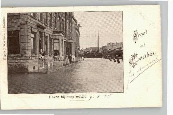 Oude Ansichtkaart Maassluis - Haven bij hoog water st 1905, Verzamelen, Verzenden, Voor 1920, Gelopen, Zuid-Holland