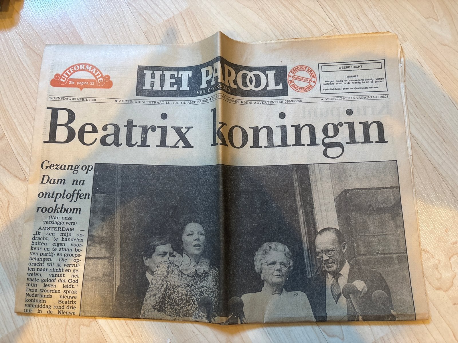 Het Parool: Beatrix Koningin (30 april 1980), Ophalen of Verzenden, Gelezen, Krant