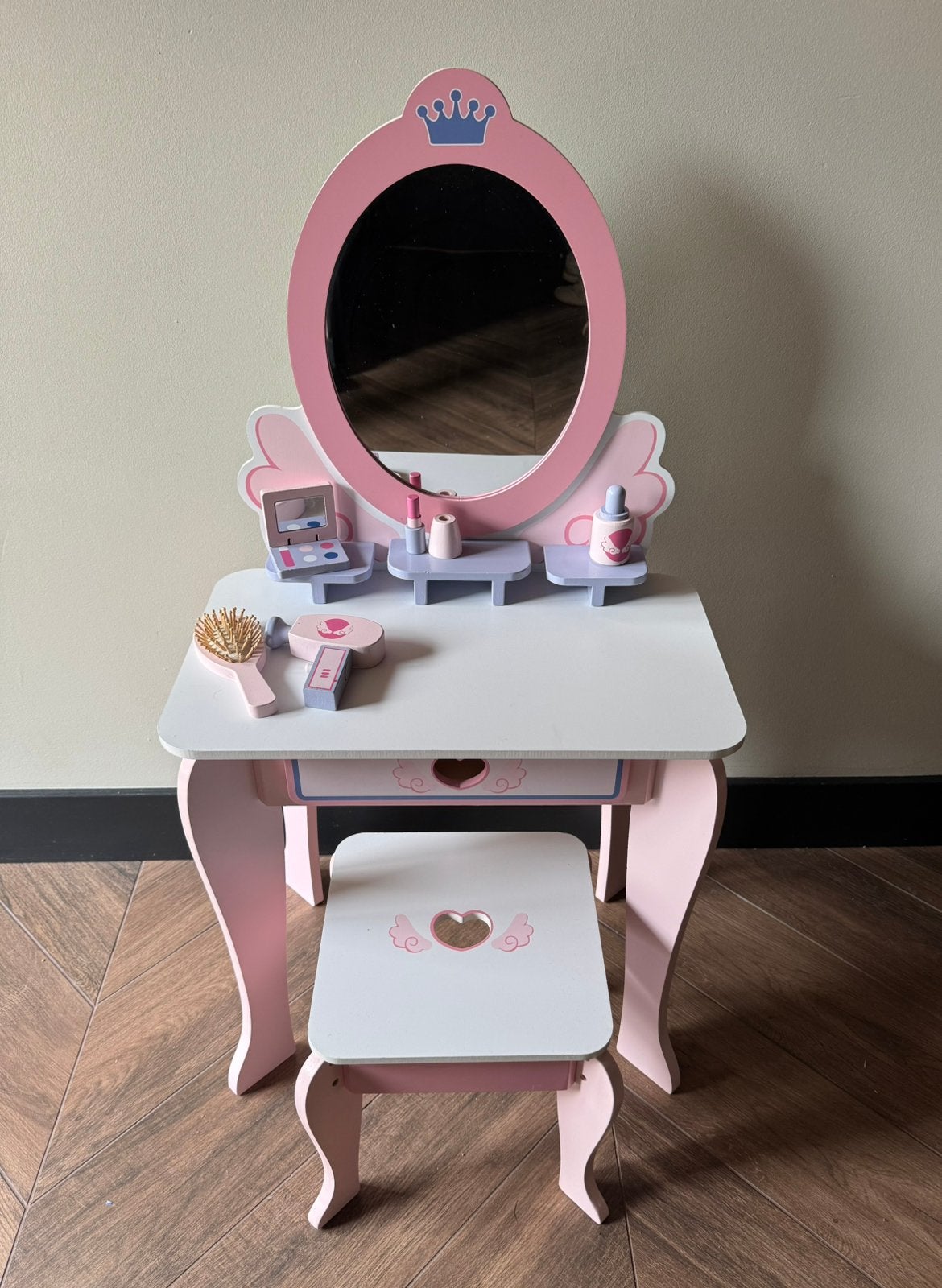 Kaptafel kleuter hout roze wit, Huis en Inrichting, Ophalen, Minder dan 50 cm, Zo goed als nieuw, Minder dan 100 cm