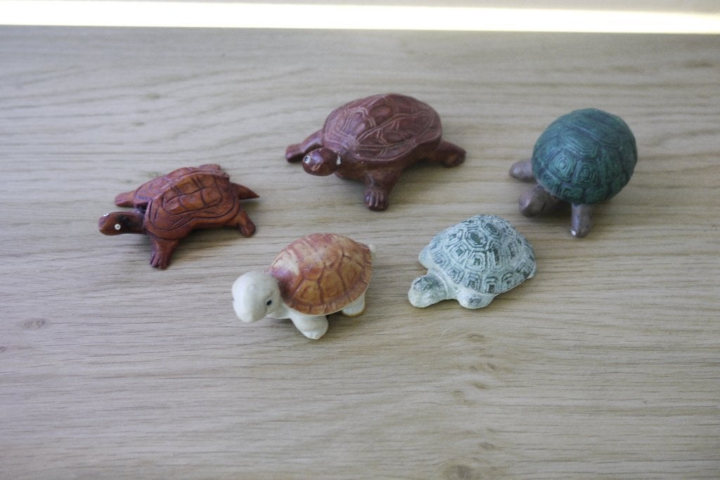 beeldjes hout steen schildpad  schildpadjes, Verzamelen, Ophalen of Verzenden, Zo goed als nieuw, Overige typen