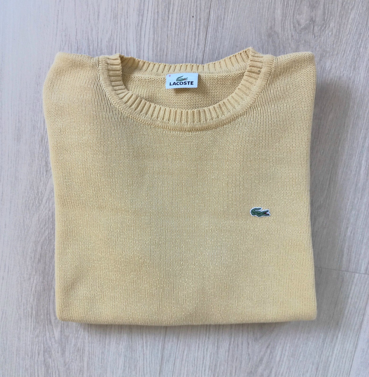 Vintage Lacoste Trui 80's - Zachtgeel - Maat 3XL (8), Lacoste, Geel, Overige maten, Ophalen of Verzenden